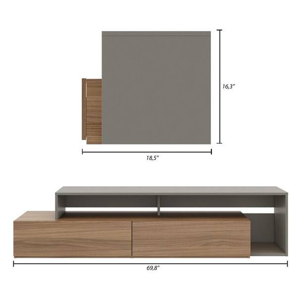Nexera Tonik 72 in. Nutmeg and Greige TV Stand with 2-Drawers Fits