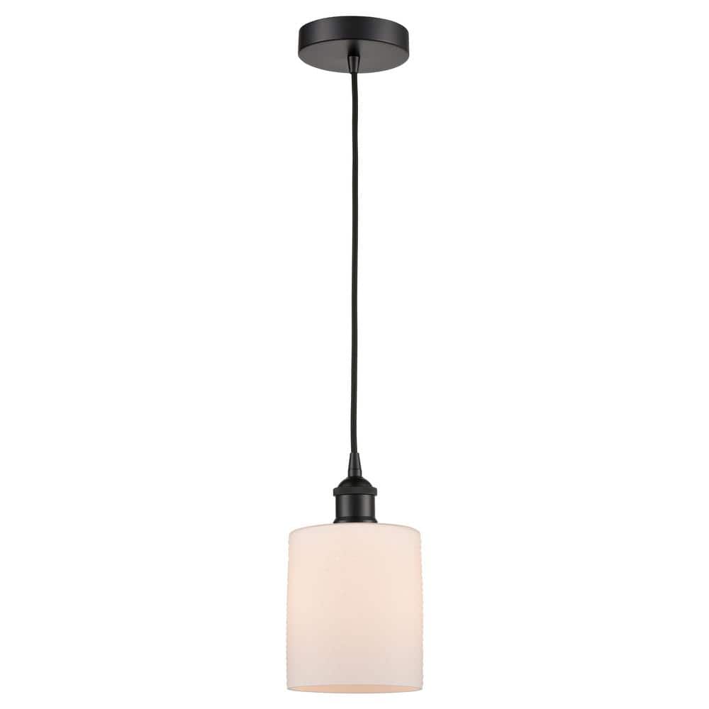 Cobbleskill 60-Watt 1-Light Matte Black Standard Mini Pendant Light with Matte White Glass, No Bulbs Included price history on PriceWatchPro