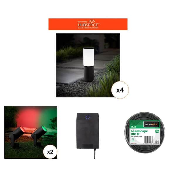 Hartford 351 Lumen Bollard Light, 100 ft. 14/2 Wire, 450 Lumen Spotlight & 200 Watt Transformer Combo
