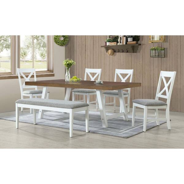 Picket House Furnishings Leena Oak and Antique White 30 in. 6