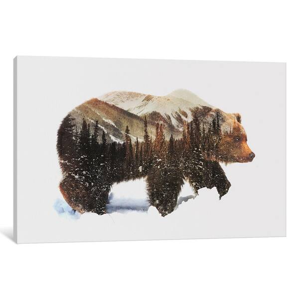 C Home Decor Wall Art Grizzly Bear Jumping Art Print / Canvas Print Poster 
