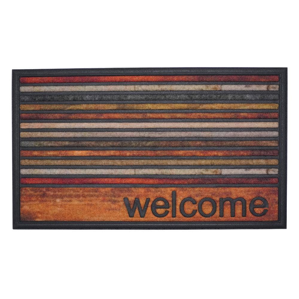 My Texas House Weave Natural/Black Coir Outdoor Welcome Doormat, 18 x 30  