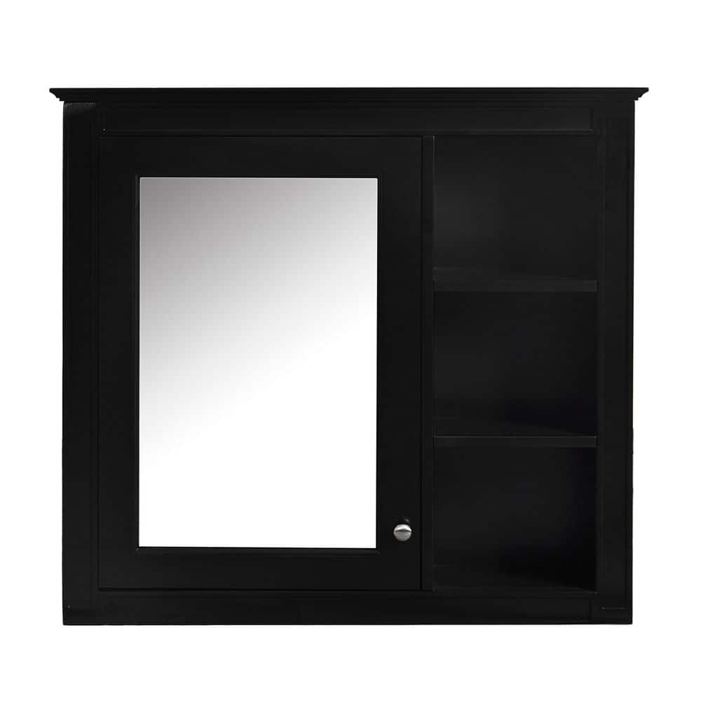 29.92 in. W x 28 in. H Rectangular Black MDF Medicine Cabinet with Mirror price history on PriceWatchPro