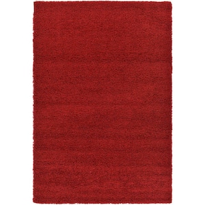 Solid Shag Cherry Red 6 ft. x 9 ft. Area Rug