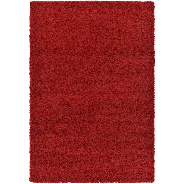 Unique Loom Solid Shag Cherry Red 6 ft. x 9 ft. Area Rug 3126276 - The Home  Depot