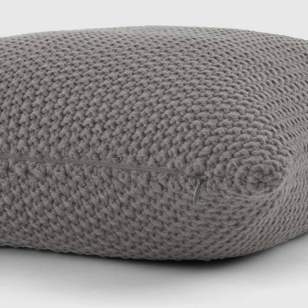Gray Cotton Knit Square Throw Pillow 20 x 20