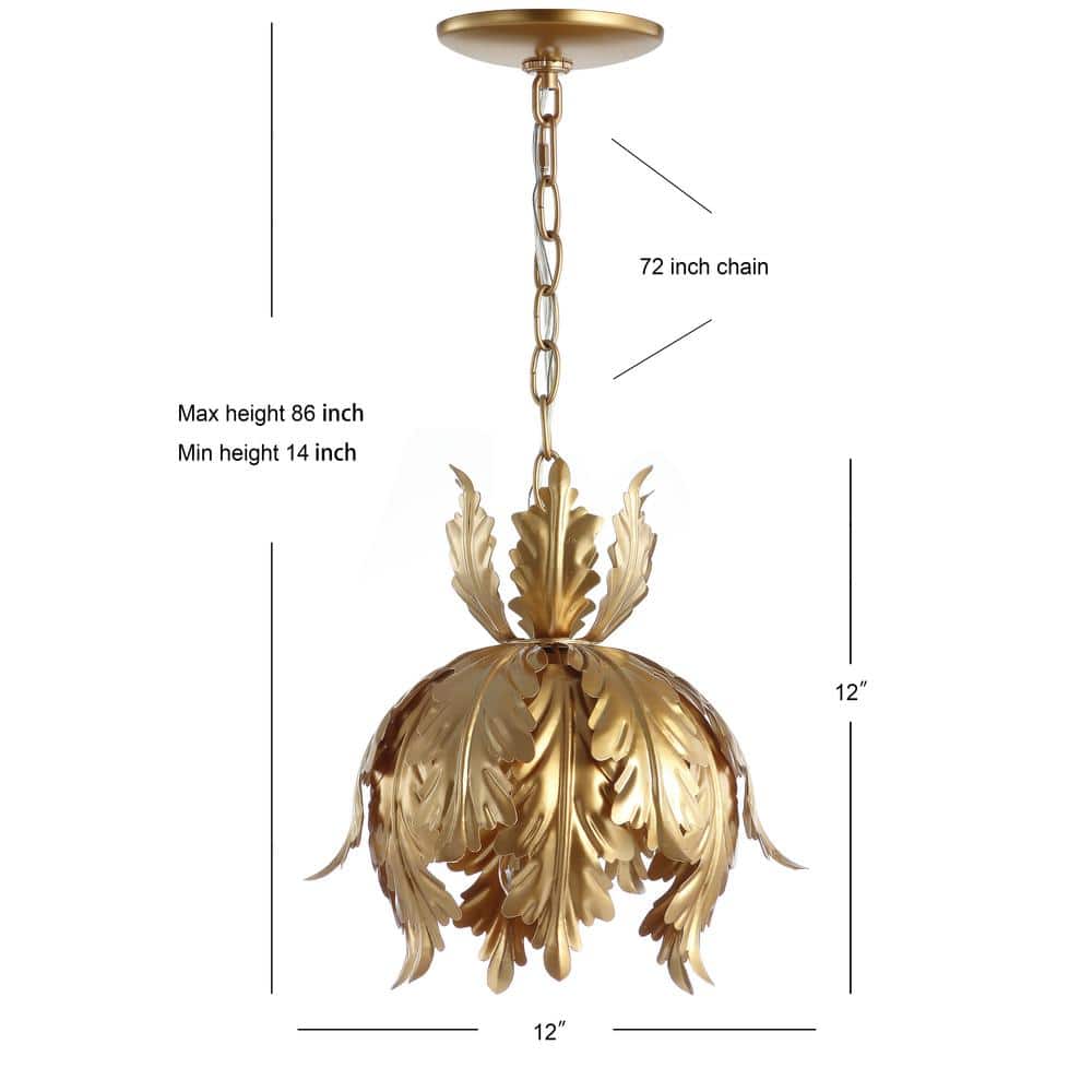 Elegant 12" Gold Adjustable LED Pendant - Contemporary Geometric Design