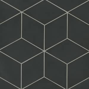 Allora Rhombus 7 in. x 12 in. Matte Solid Black Porcelain Tile (9.46 sq. ft. /Case)