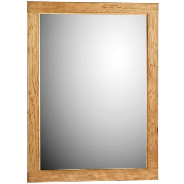 Ultraline 24 in. W x .75 in. D x 32 in. H Framed Wall Mirror in Natural Alder