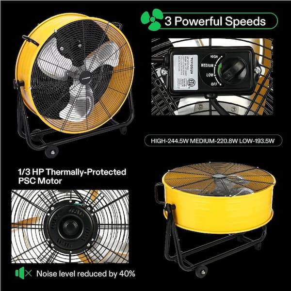 Mollie 25 Inch Industrial High Velocity Floor Drum Fan With 3