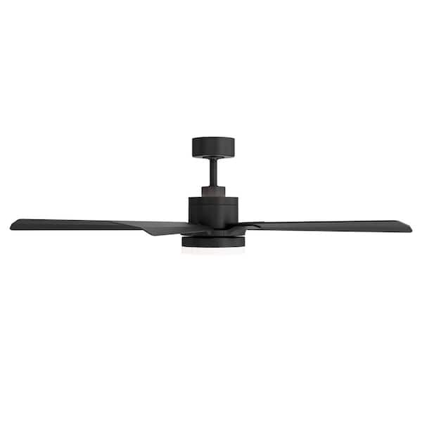 Radiant 56 in. Smart Indoor/Outdoor Matte Black Standard Ceiling Fan Selectable 5CCT Integrated LED Natural Alabaster
