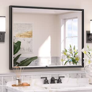 40 in. W x 30 in. H Rectangular Framed Beveled Edge Wall Bathroom Vanity Mirror in Black