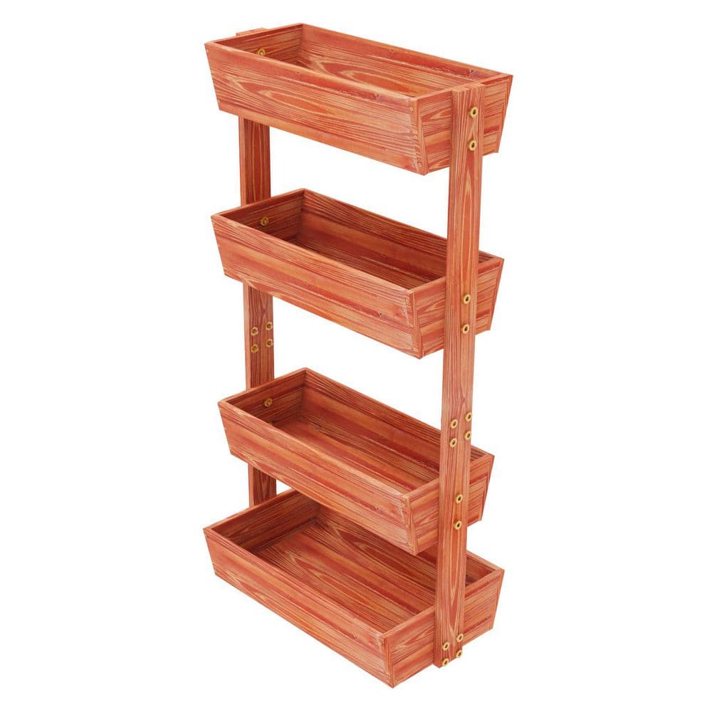 55.1 in. x 25.6 in. x 16.5 in. Pine Wood Vertical Garden Planter 4 Tier Elevated Planter Box Indoor Outdoor price history on PriceWatchPro