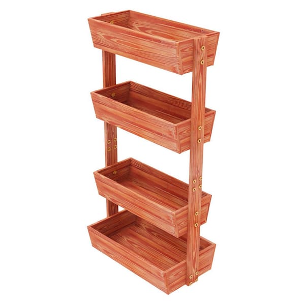 55.1 in. x 25.6 in. x 16.5 in. Pine Wood Vertical Garden Planter 4 Tier Elevated Planter Box Indoor Outdoor