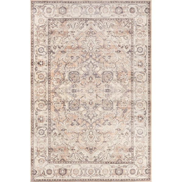 Mylah Cotton Traditional Beige 5 ft. x 8 ft. Traditional Area Rug