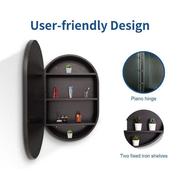 Cesicia 21 in. W x 31 in. H Black Oval Aluminum and Iron Surface 