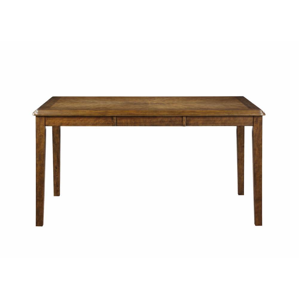 Gia 60" Warm Brown Wood Dining Set with Black Cushions
