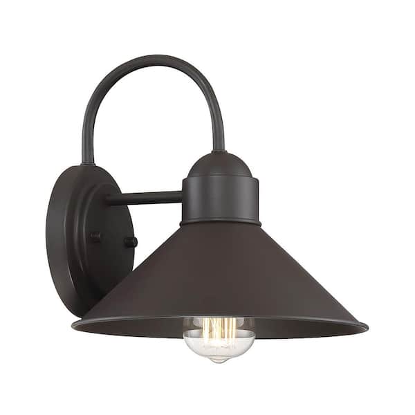 TUXEDO PARK LIGHTING 10 in. W x 10 in. H 1-Light Oil Rubbed Bronze Hardwired Outdoor Wall Lantern Sconce with Metal Shade