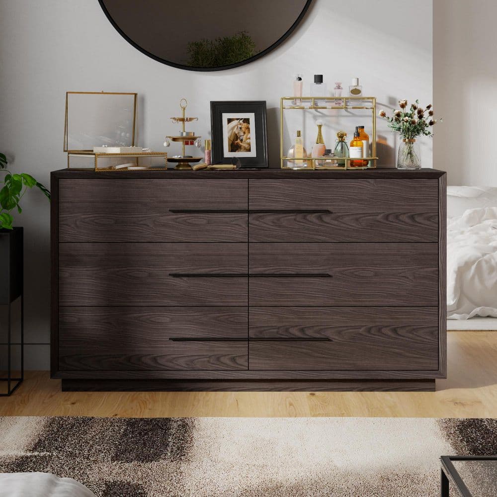 FUFU&GAGA Brown Wooden Grain 6-Drawer 63 in. W Large Dresser, Chest of Drawers, Storage Cabinet without Mirror L-THD-210343-01A+B - The Home Depot FUFU&GAGA Brown Wooden Grain 6-Drawer 63 in. W Large Dresser, Chest of Drawers, Storage Cabinet without Mirror L-THD-210343-01A+B - The Home Depot
