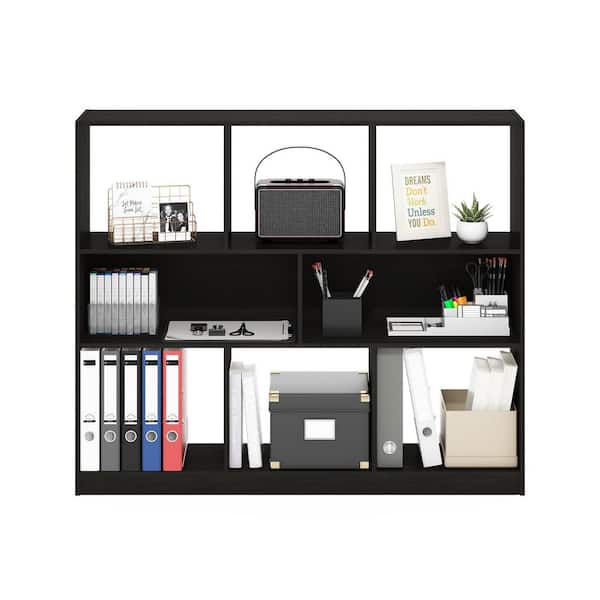 Daly 39.37 in. Tall Espresso Wood 8-Shelf Standard Bookcase
