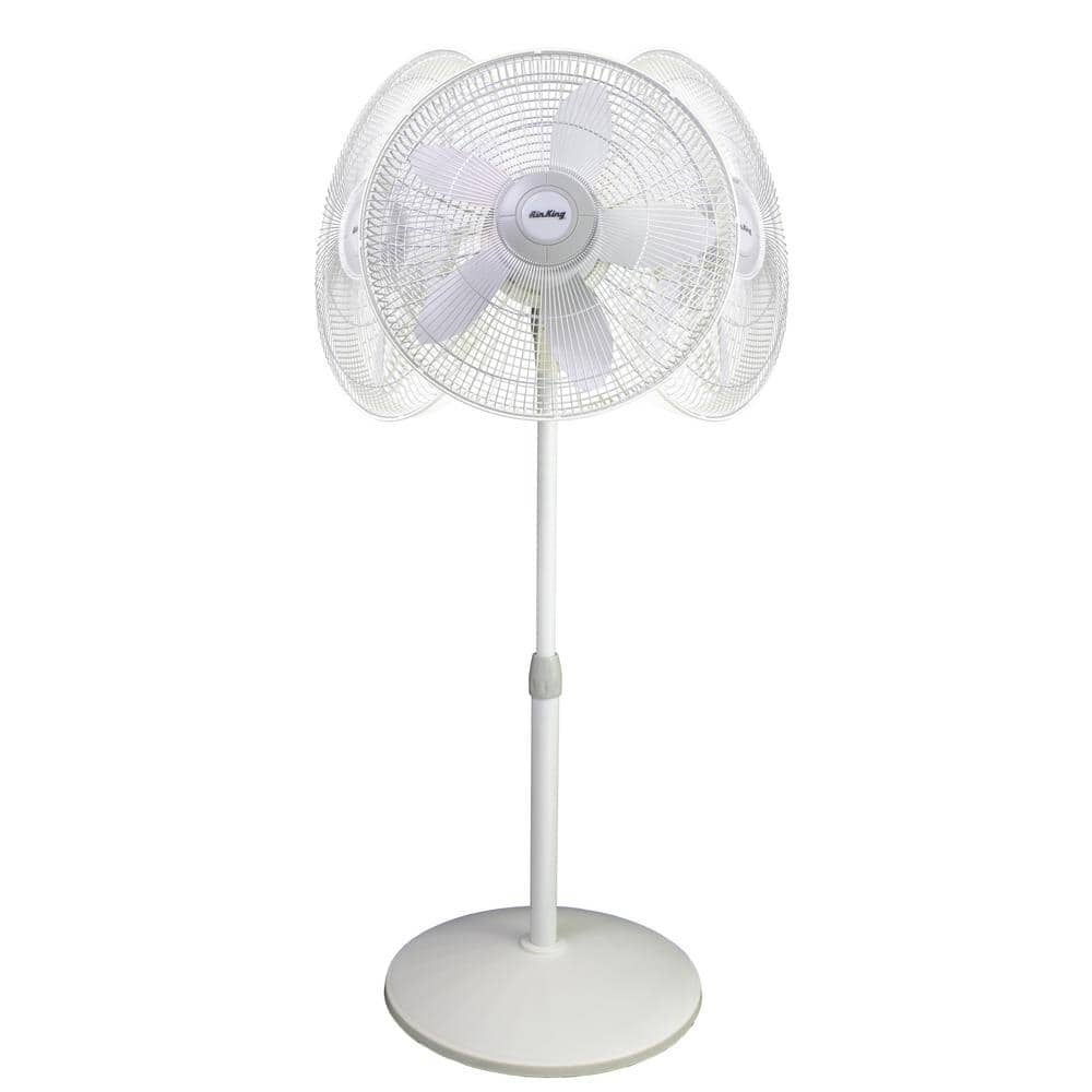 18-Inch White Adjustable Oscillating Pedestal Fan with Three Speeds