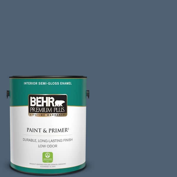 BEHR PREMIUM PLUS 1 gal. #PPU14-19 English Channel Semi-Gloss Enamel Low Odor Interior Paint & Primer