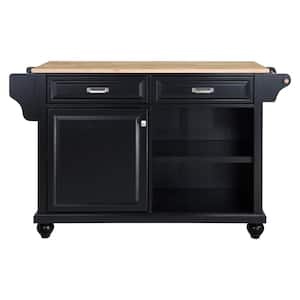 Zeus & Ruta Zeus Black Kitchen Island Cart with Wood Top and Open Storage  Microwave Oven Cabinet ZeusKCI01BK - The Home Depot