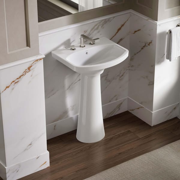 KOHLER Cimarron 22 in. x 12.75 in. Pedestal Bathroom Sink in White Vitreous China