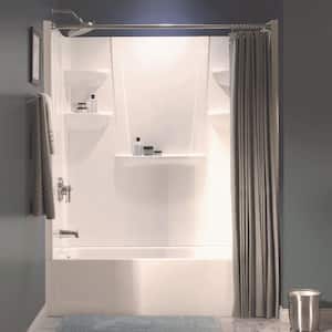 A2 30 in. x 60 in. x 76 in. 4-piece Shower Kit w/ Right Drain Alcove Tub and Direct-to-Stud Shower Wall Panels in White