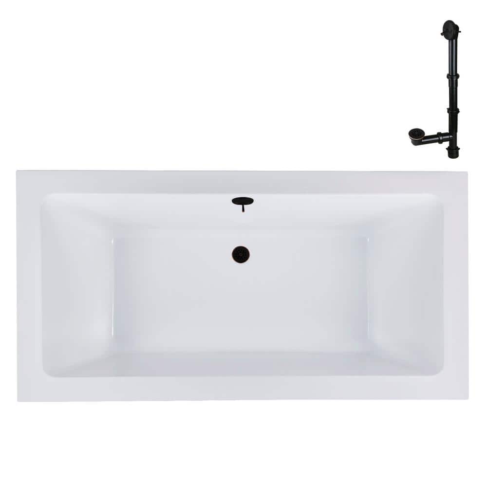 66 in. x 34 in. Rectangular Acrylic Soaking Drop-In Bathtub, with Center Drain in Oil Rubbed Bronze price history on PriceWatchPro
