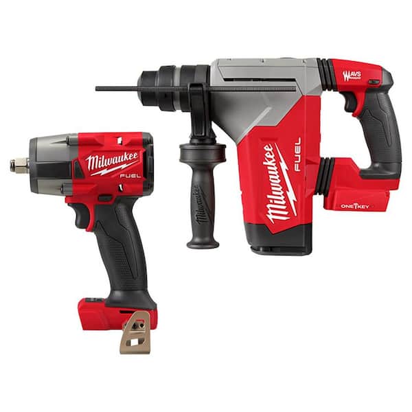 Milwaukee M18 FUEL 18V Lithium-Ion Brushless Cordless 1-1/8 in. SDS-Plus Rotary Hammer with 1/2 in. Impact Wrench