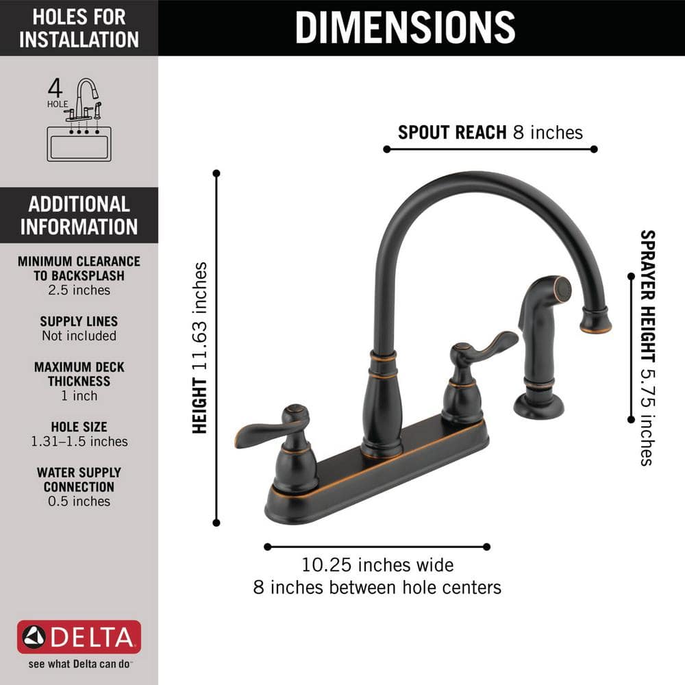 Oil Rubbed Bronze Two-Handle Kitchen Faucet with Side Sprayer