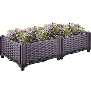 Plastic Raised Garden Bed Set of 2 Planter Grow Box 9.1 in. H Raised Planter Boxes Self-Watering Elevated, Purple