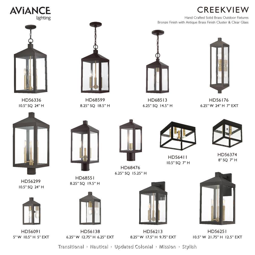 Nyack Bronze and Antique Brass 1-Light Outdoor Pendant with Clear Glass