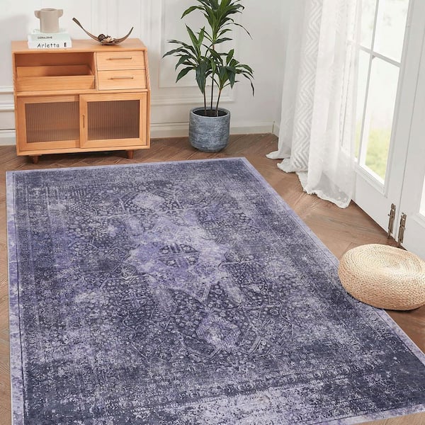9 ft. x 12 ft. Anthracite Abstract Washable for Bedroom, Living Room, Dining Room Area Rug