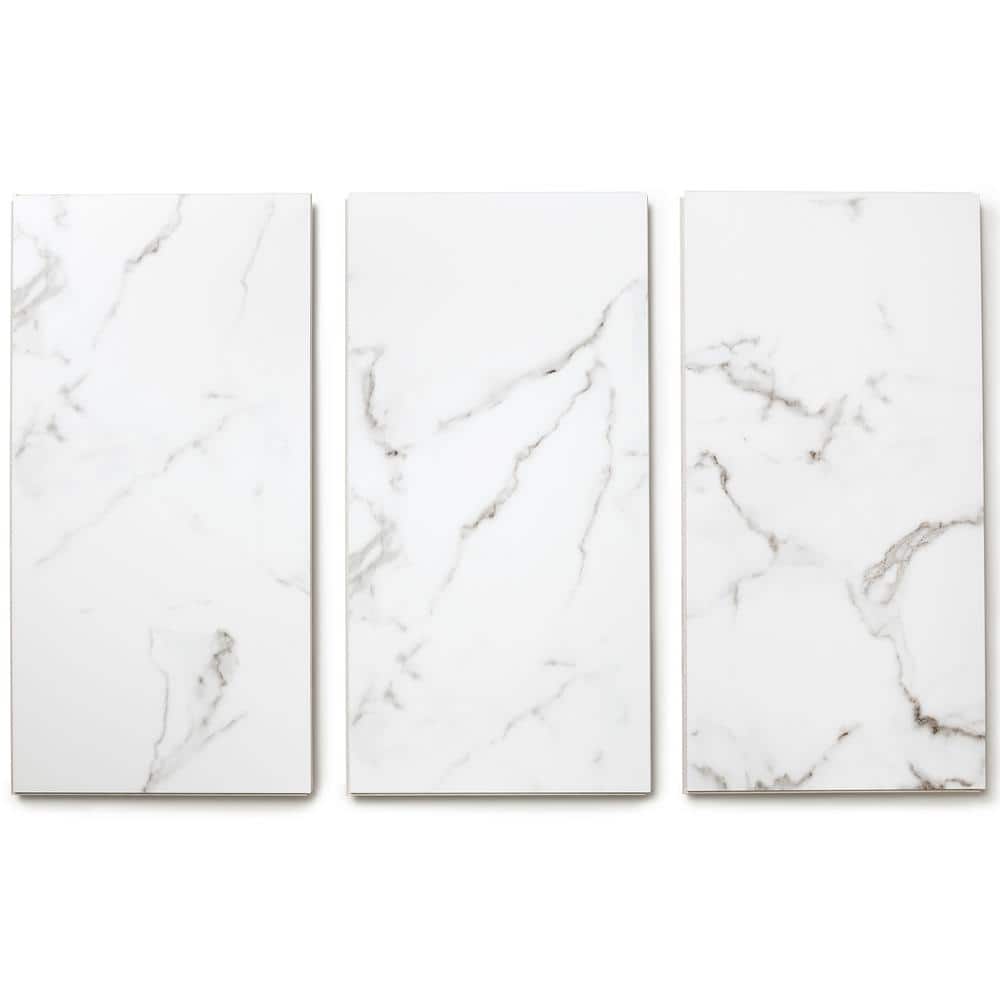 Calacatta White Marble Look 12" x 24" Vinyl Tile Flooring