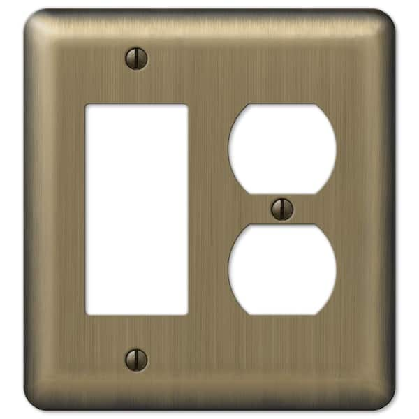 AMERELLE Brass 2-Gang 1-Decorator/Rocker/1-Duplex Wall Plate (1-Pack)