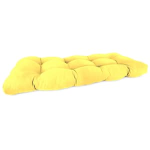 44 in. L x 18 in. W x 4 in. T Outdoor Rectangular Wicker Settee Bench Cushion in Sunray Yellow