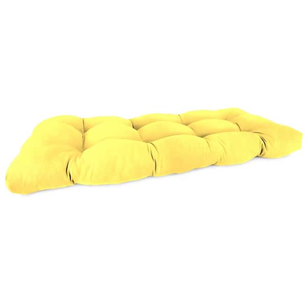 Jordan Manufacturing 44 in. L x 18 in. W x 4 in. T Outdoor Rectangular Wicker Settee Bench Cushion in Sunray Yellow