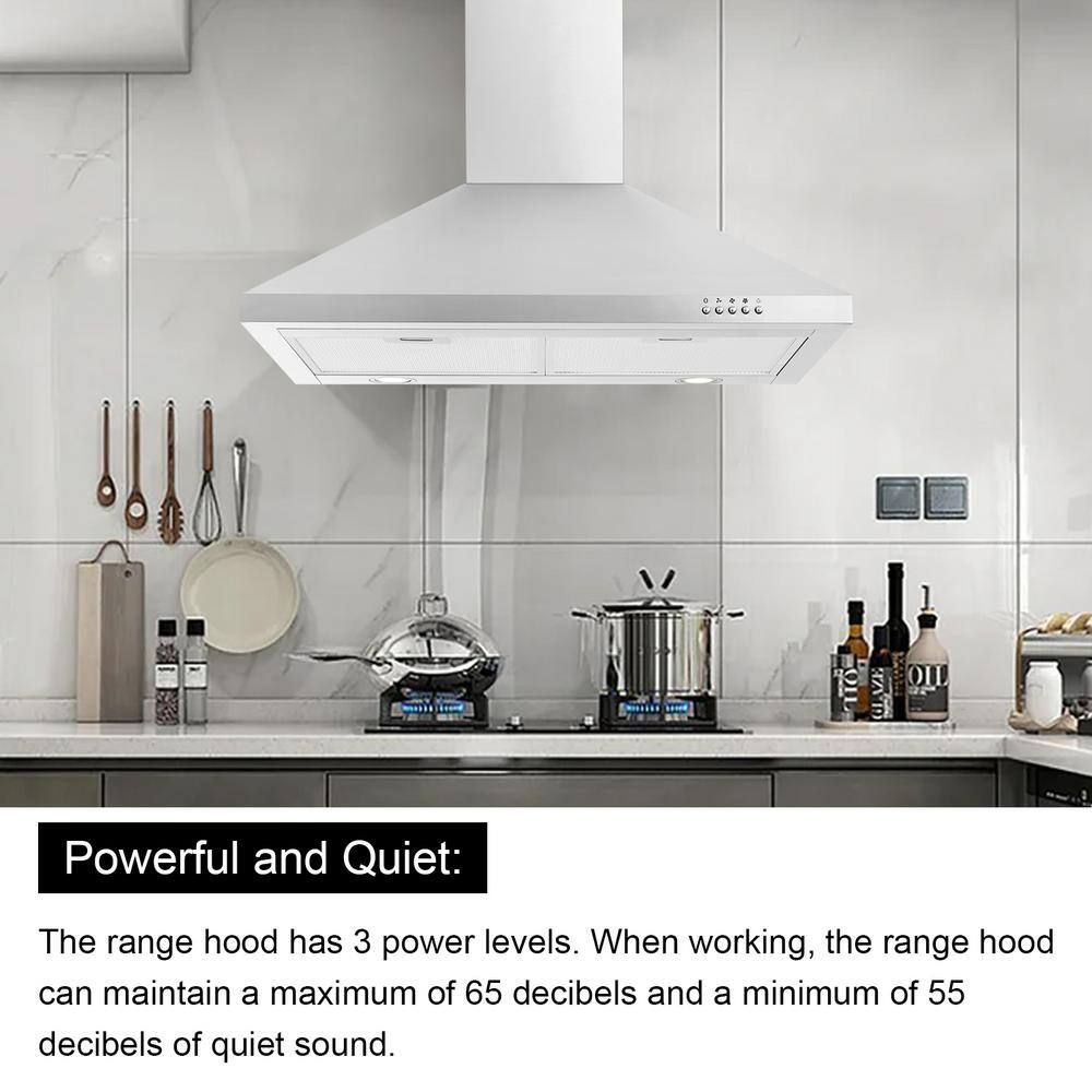 30-Inch Stainless Steel Wall Mounted Range Hood with LED Light
