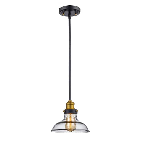 Bel Air Lighting Jackson 1-Light Rubbed Oil Bronze Mini Pendant Light Fixture with Clear Glass Shade