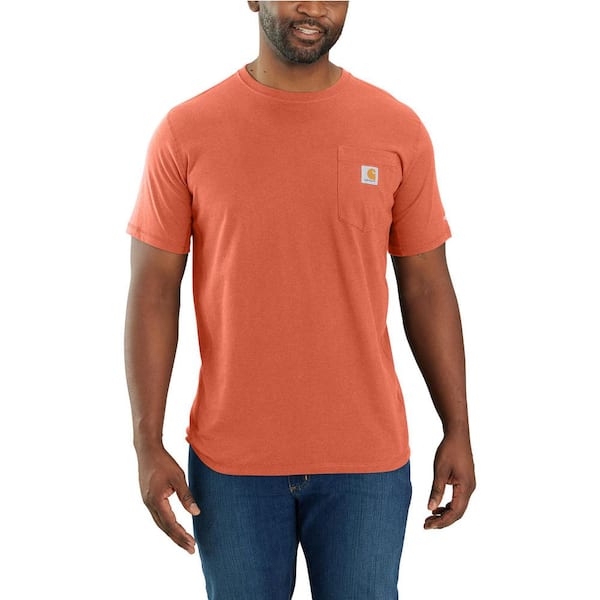 Carhartt Men's XX-Large Desert Orange Heather Cotton/Polyester Force Relaxed Fit Midweight Short-Sleeve Pocket T-Shirt