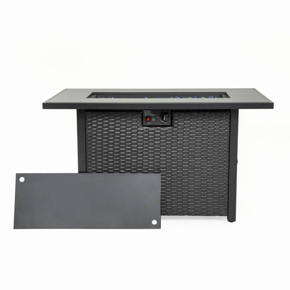 44 in. 50000 BTU 2-in-1 Propane Fire Pit Table with Tempered Glass Top Wind Guard and Lid in Black price history on PriceWatchPro