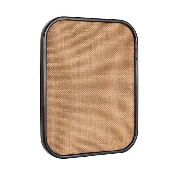 Planche 26 in. x 20 in. Black Rattan Framed Cork Memo Board