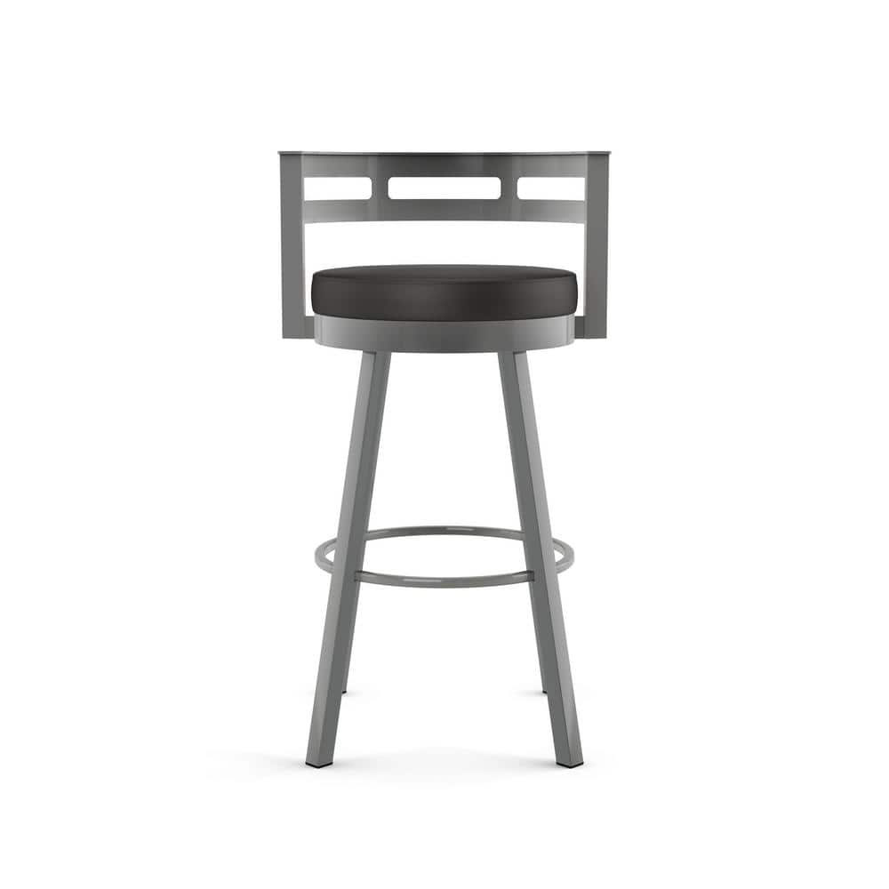 Black Faux Leather Swivel Counter Stool with Metal Frame