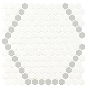 Retro Bianco White and Gray Hive Pattern 12 in. x 12 in. Matte Porcelain Mosaic Tile (14.55 sq. ft./Case)