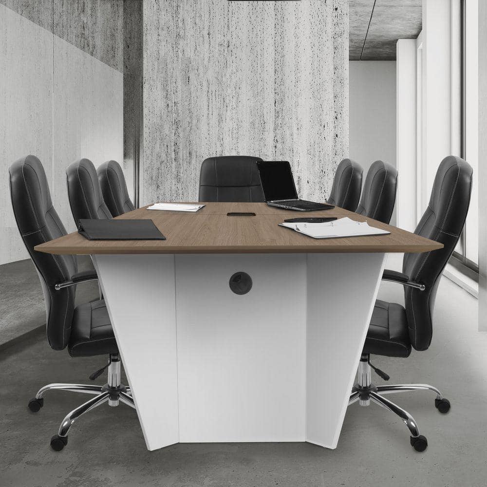 Array 120 in Noble Oak/White Conference Table Desk with Power Data Grommet