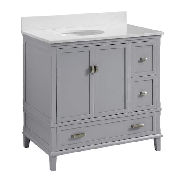 Dorel Living Irving 36 in. W Bath Vanity in Gray with Ocean Mist ...