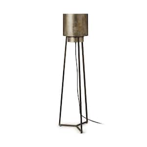 54 in. Gold and Black One 1-Way (On/Off) Standard Floor Lamp for Living Room with Metal Empire Shade