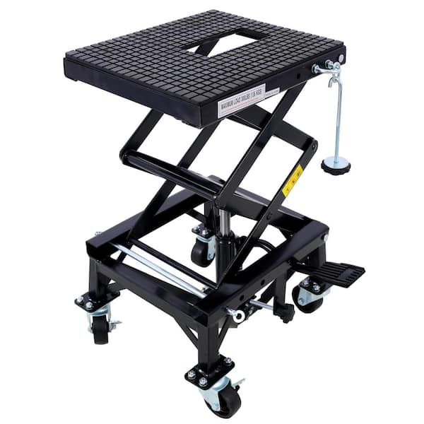 300 lb. Black Heavy Duty Hydraulic Jack Lift Table with Wheel